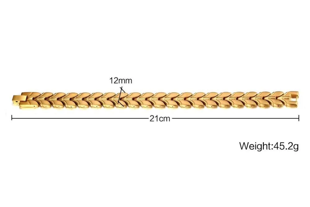 Vnox здоровья магнитный пшеницы цепи Браслеты для Для женщин Для мужчин Мощность золото-цвет Сталь Браслеты ювелирные изделия