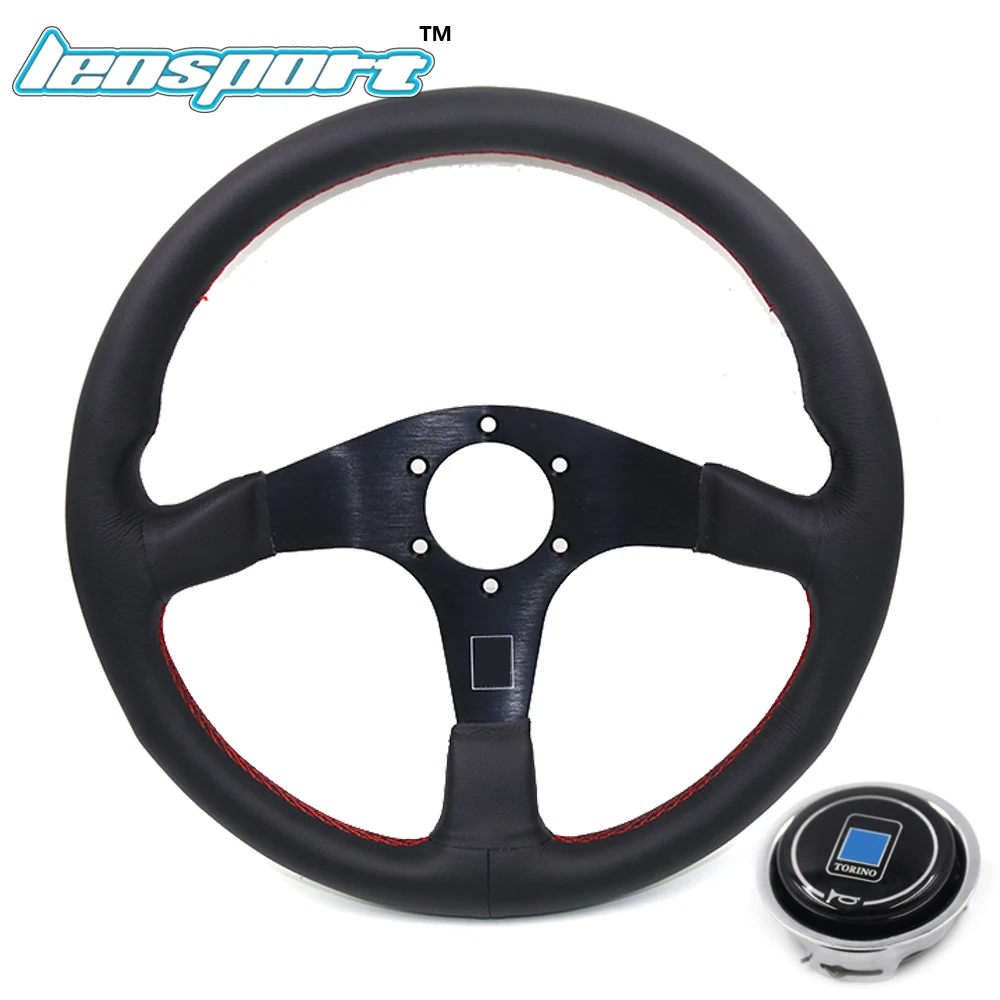 350mm/14in für SPARCO Stil 6 Deep Dish Schwarz Leder Racing Lenkrad W/ Horn  - AliExpress