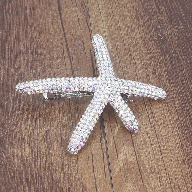 

New Fashion Full Crystal Starfish Hairpin Hair Barrettes Accessories Large Rhinestone Hair Clips Headwear For Women Girls