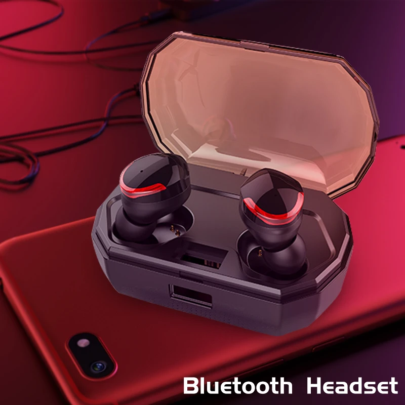 VTIN TWS Bluetooth Headset 5.0 Wireless Mini Power Digital Display Touch Control IPX6 Waterproof Bluetooth In-ear Earbud 3000mAh (17)
