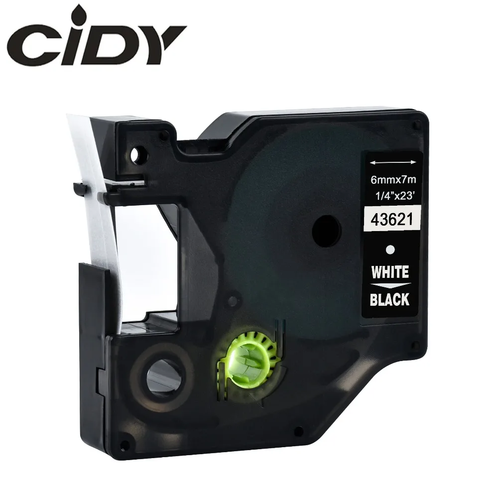 Этикетка CIDY 1 шт. совместимый с dymo D1 6 мм лента для маркировки 43621 чёрный с белыми пятнами ленты с лейблом для маркировочный принтер Dymo 160 280 210