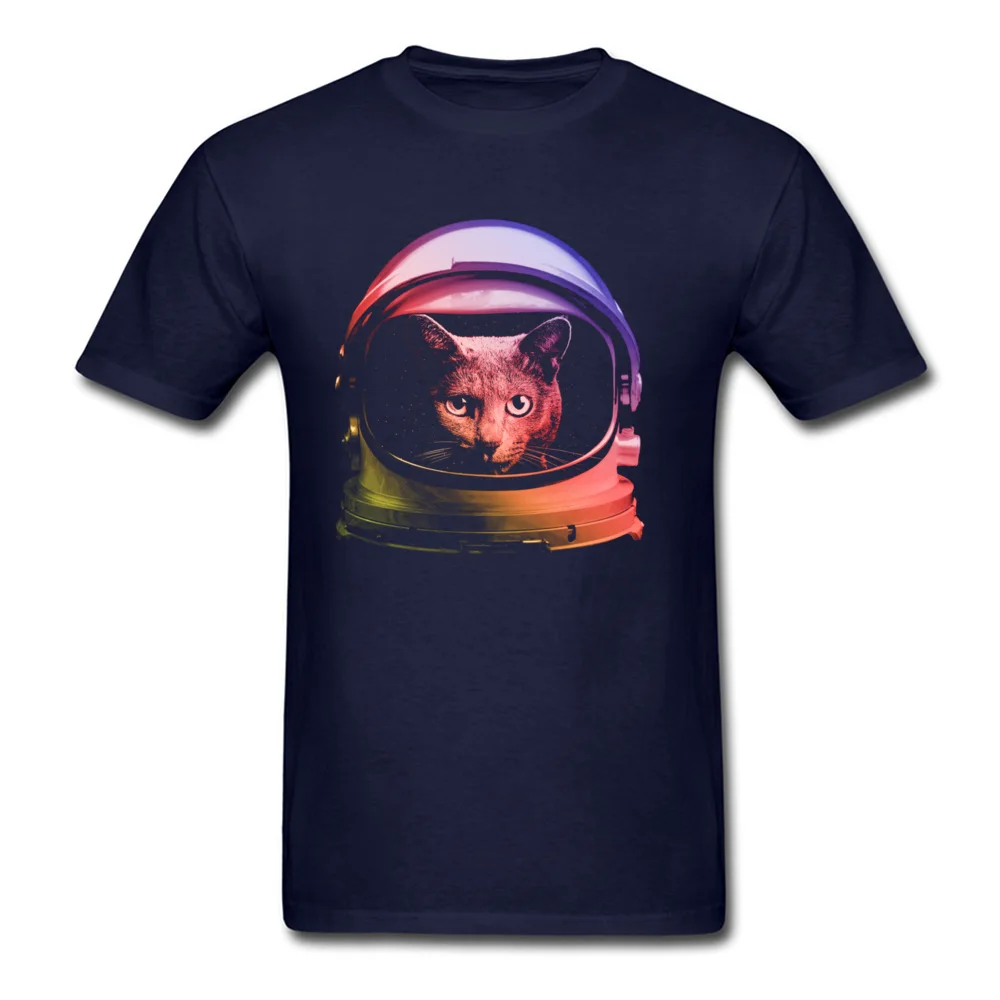 Company My Cat is Astronaut Casual T-shirts Round Neck 100% Cotton Fabric Men Tops Shirts Short Sleeve Tee Shirt Labor Day My Cat is Astronaut navy