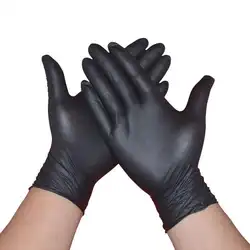 Шт. 100 шт. удобные резиновые одноразовые механические нитриловые перчатки черные медицинские