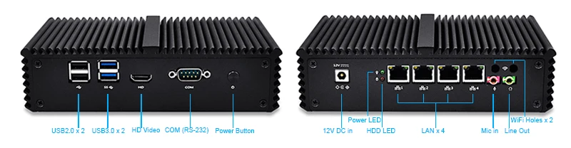 Qotom мини пк Celeron Pentium процессор 4 LAN Mini PC Pfsense Linux роутер