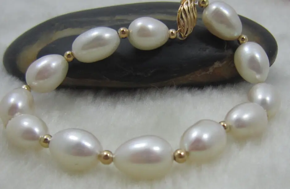 

xd 00994 Beautiful natural 11-13mm Australian south sea white pearl bracelet 7.5-8 INCH