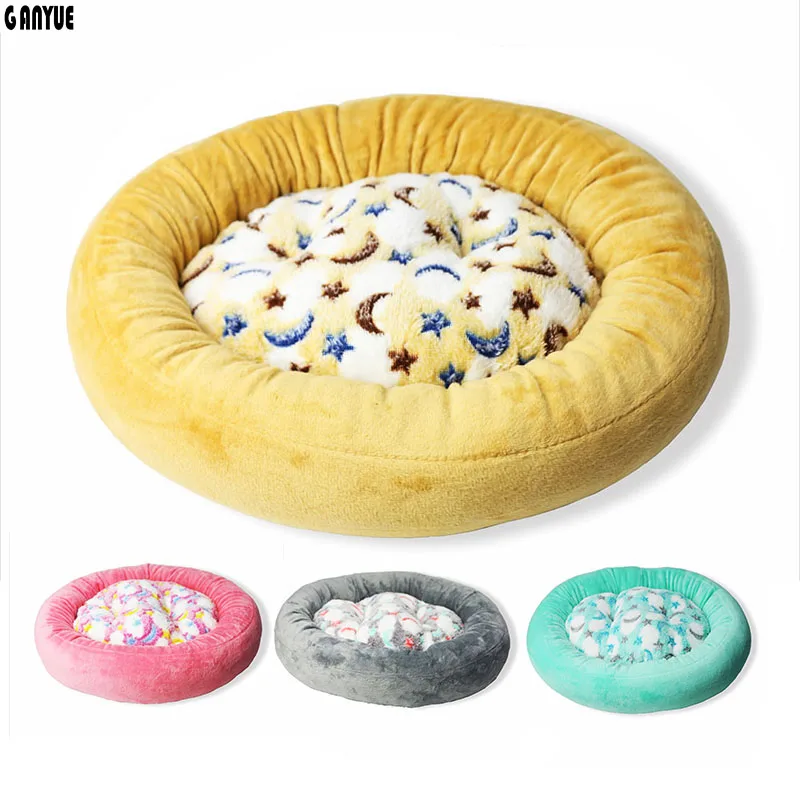 GANYUE Warm Cat Bed Winter Coral Fleece Round Pet Cat Kitten Nest Dog