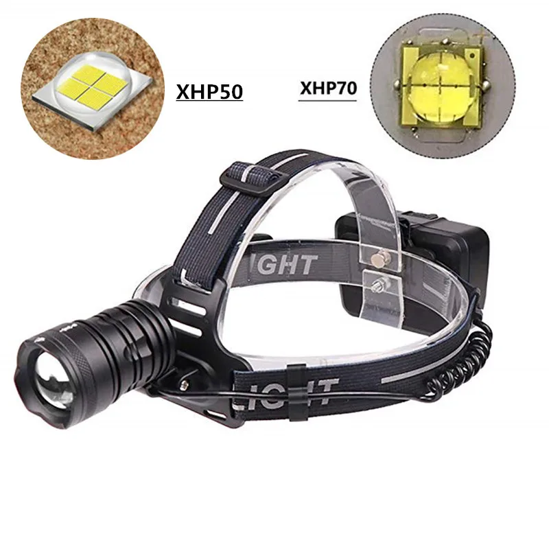 XHP70/XHP50 Мощный светодиодный налобный фонарь фонарик телескопический зум USB