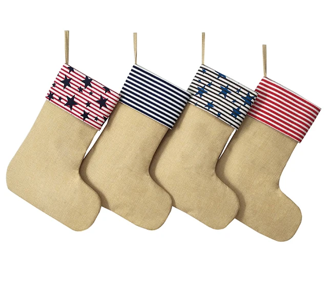 1pc burlap christmas stocking redblue striped canvas christmas stocking burlap christmas decoration - Burlap Christmas Stocking 1pc burlap christmas stocking redblue striped canvas christmas stocking burlap christmas decoration - Burlap Christmas Stocking
