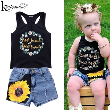 

New Girls Clothes Sets 2020 Tracksuit For Kids Clothes Toddler Summer Children Clothing Sets 2Pcs Vest+Short Girls Outfits Suits