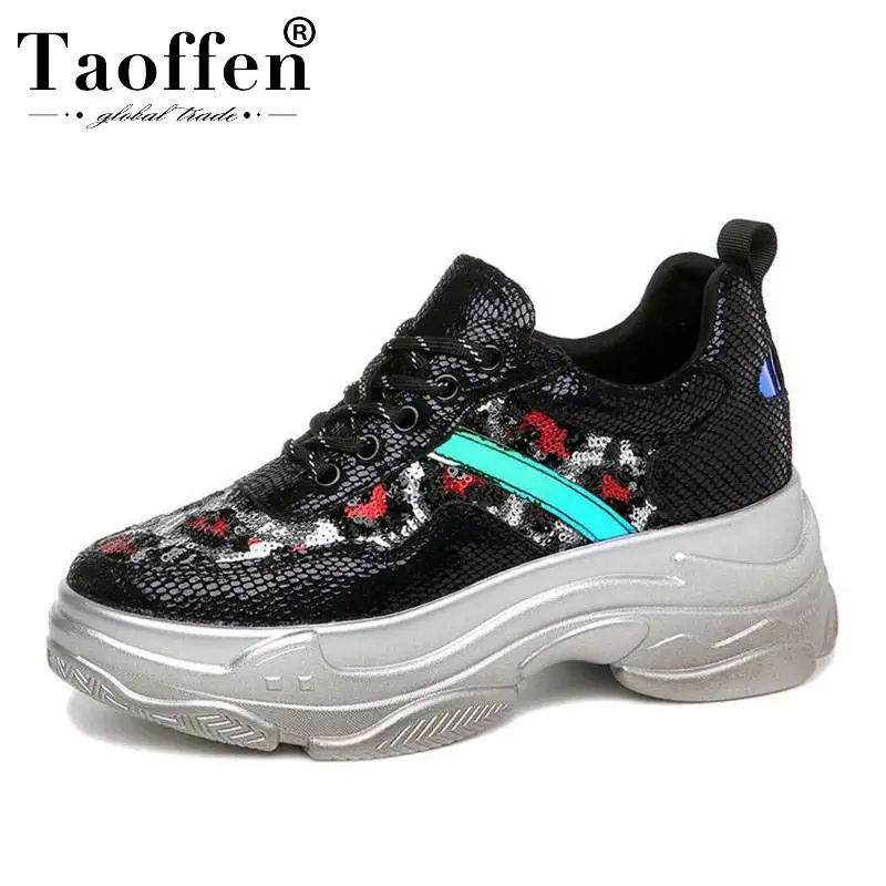 

TAOFFEN Bling 2019 Spring Hot Sale Fashion Sneakers Young Shoes Women Mixed Colors Daily Party Casual Shoes Women Size 35-40