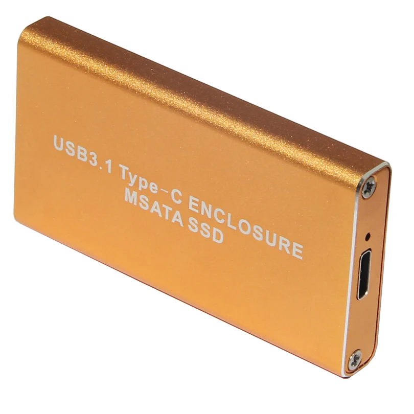 

High Speed USB 3.1 to MSATA HDD Enclosure Aluminum Alloy Shell TYPE-C To MSATA SSD Hard Disk with cable Freeshipping
