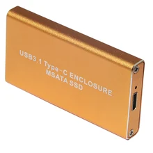 High Speed USB 3.1 to MSATA HDD Enclosure Aluminum Alloy Shell TYPE-C To MSATA SSD Hard Disk with cable Freeshipping