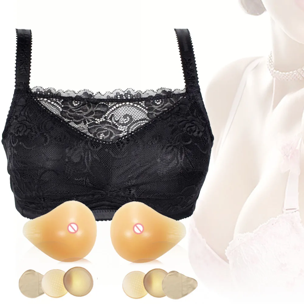 

False Breast Artificial Breasts Sprial Silicone Breast Forms for Postoperative breasts chest and special Bra set D40