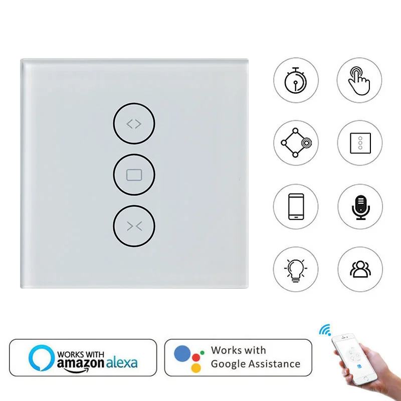 Умный дом ЕС Wifi сенсорный занавес переключатель управления от Alexa/Google Phone управление настенный переключатель голоса для электрического занавеса мотор