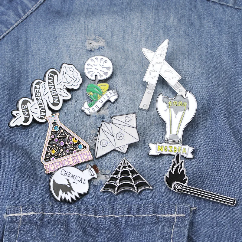

Fashion Pink Phonograph Light Bulb Chemical Bottle Experimental Cup Enamel Pin Brooches Pins Jackets Collar Bag Backpack Brooch