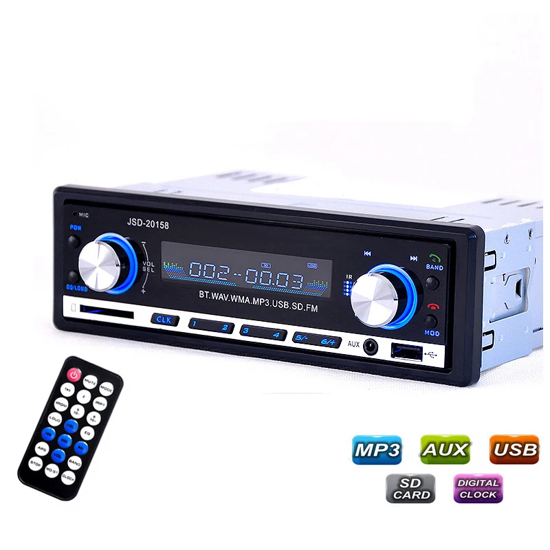 

Car Radio Bluetooth V2.0 Autoradio JSD 20158 Car Stereo Audio In-dash FM Receiver Aux Input Receiver USB MP3 MMC WMA Radio
