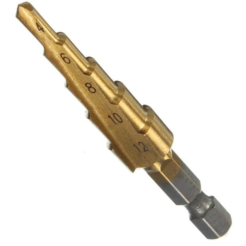 

1pcs The Shape HSS Hex Shank Pagoda Metal Steel Step Drill Bit Hole Cutter Cut Tool A Single Pack 4-12mm ferramenta