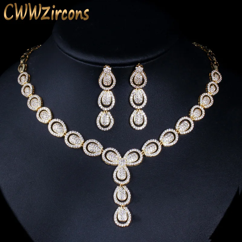 CWWZircons Micro Pave Cubic Zirconia Luxury Dubai Gold Color Jewelry