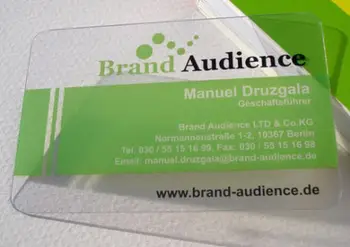 

Good quality clear card plastic business card printing on single side- glossy faces