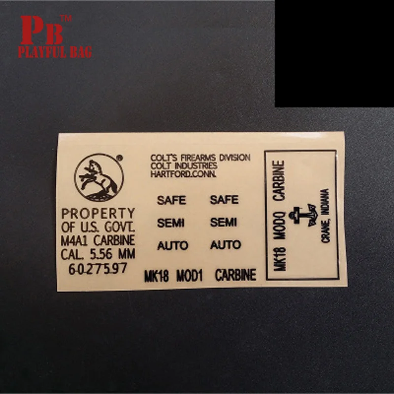 PB игривый наклейка на мешок гель мяч blaster оружие 2 шт для jinming M4A1/haowei MK18 Электрический водяной nerfir DIY металлические наклейки