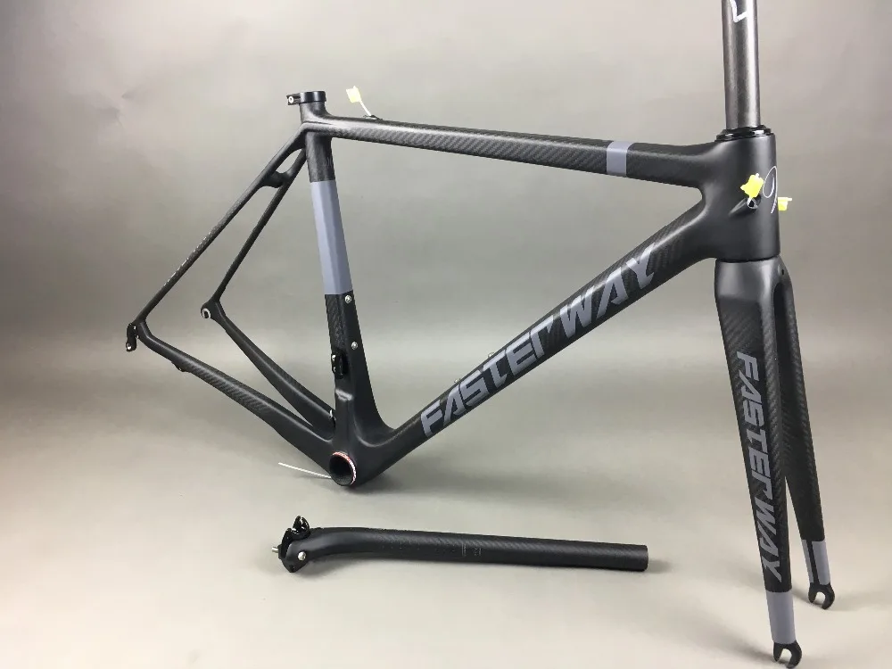 Discount popular design FASTERWAY PRO grey with grey decals carbon road bike frameset:carbon Frame+Seatpost+Fork+Clamp+Headset,free ems 1