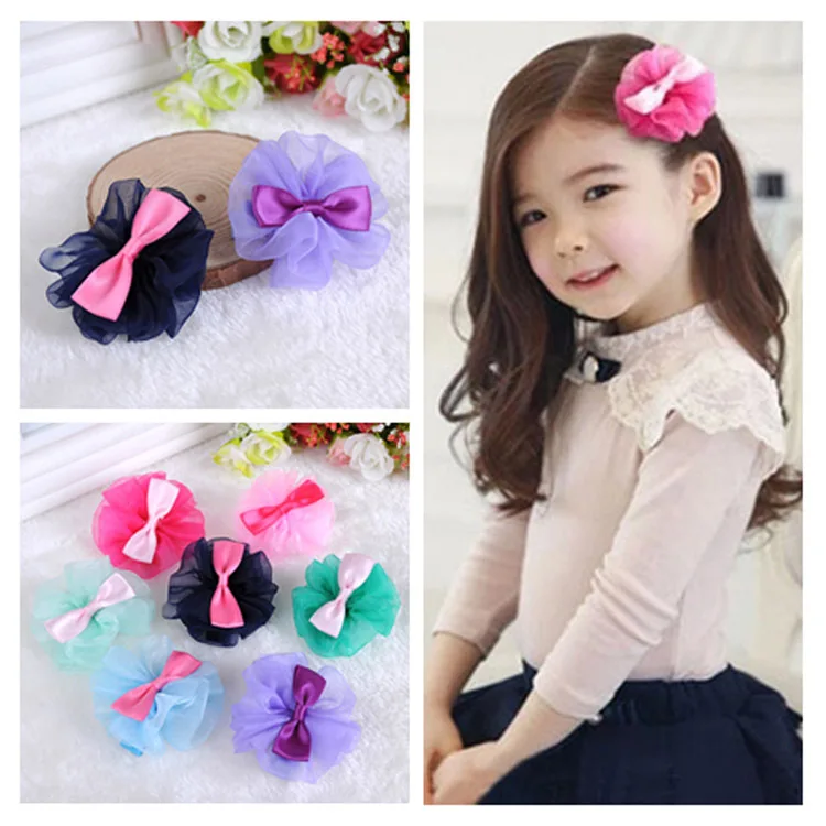 

Hairpin/Hair Clips  Chiffon Floral with Ribbon Bowknot designed girl hair accessories