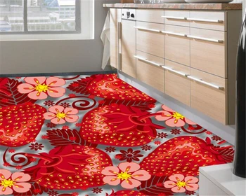 

beibehang papel de parede Self-adhesive beautiful 3d wallpaper sweet strawberry flower fashion kitchen home fashion 3d flooring