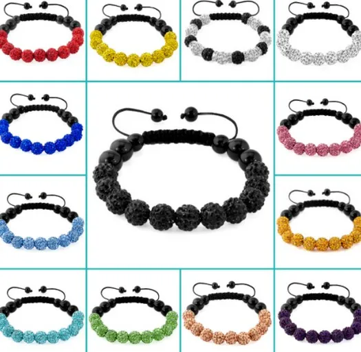 10mm mixed color options mix Micro Pave beads clay handmade crystal Bracelet black pearl wholesale new Bangles p343 | Украшения и
