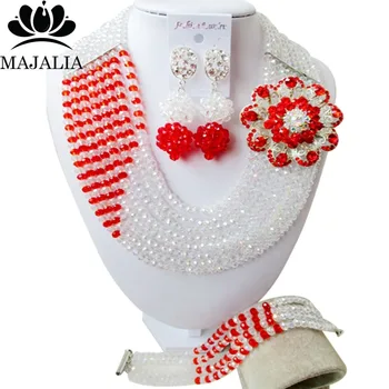 

Fashion african jewelry set Clear AB nigerian wedding african beads jewelry set Crystal Free shipping Majalia-407