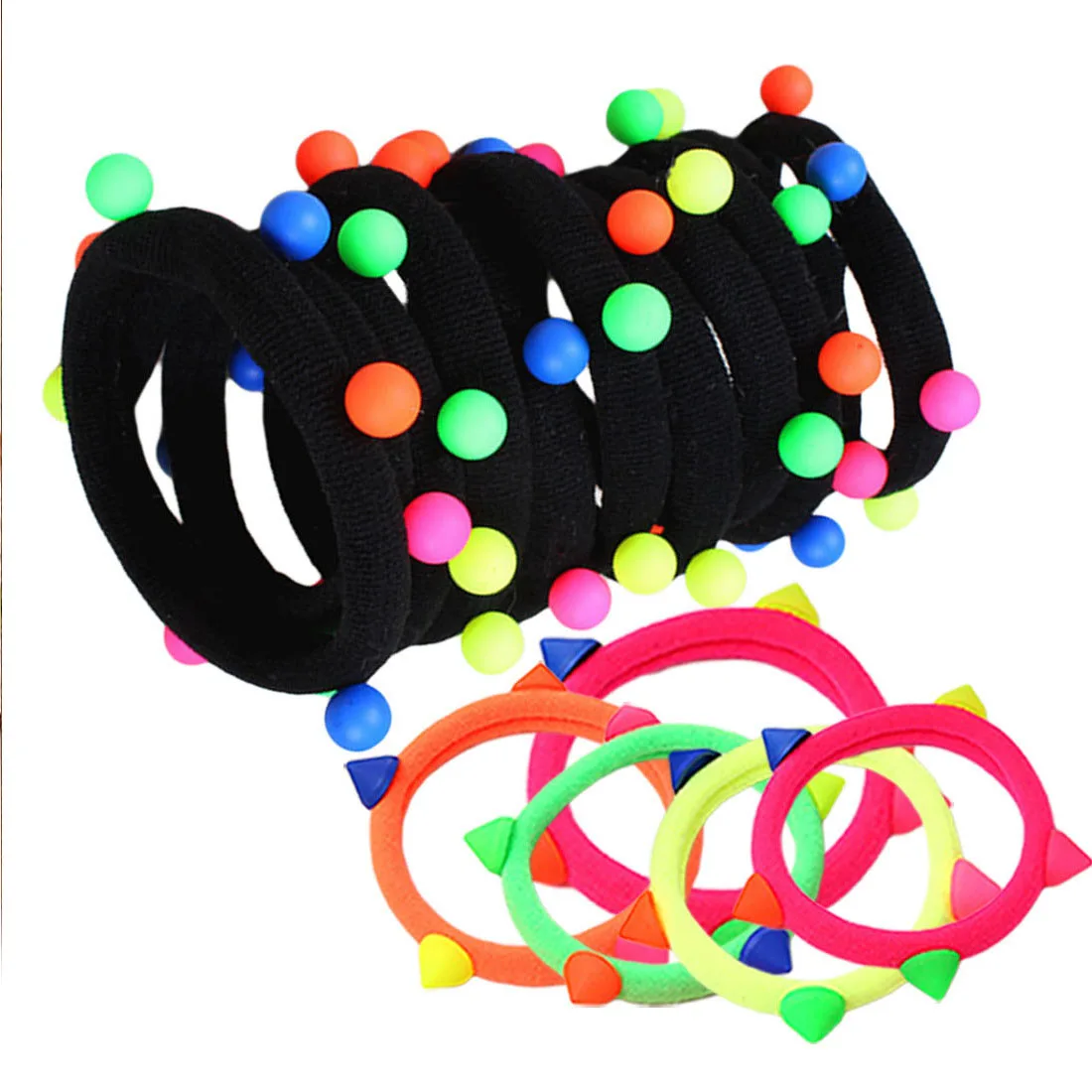 

Cute 10/20pcs Colorful Pearl Elastic Hair Bands Seamless Headdress Gum Headwear Ponytail Holder Hair Accessories for Girls