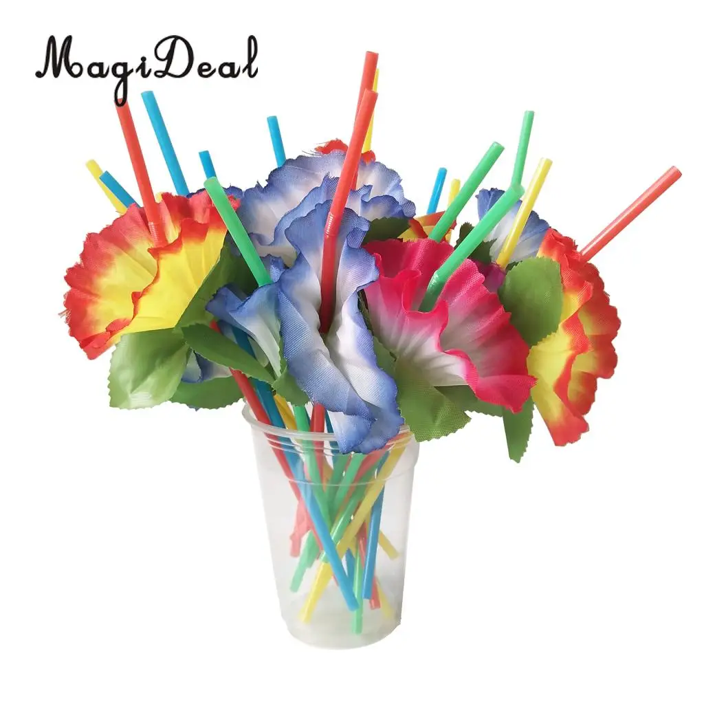 20pcs Assorted Colorful Flower Cocktail Party Straws Party Table Decoration