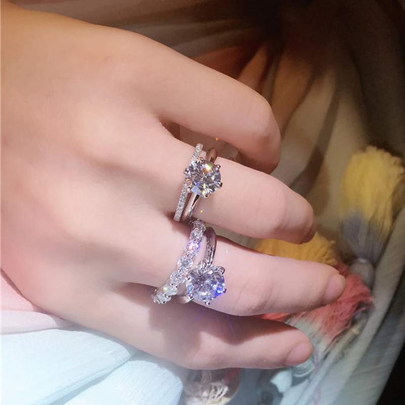 Новое поступление кольцо кольца из стерлингового серебра 925 для женщин серебро 925 ювелирные изделия Свадебные кольца с кубическим цирконием bling лучший подарок