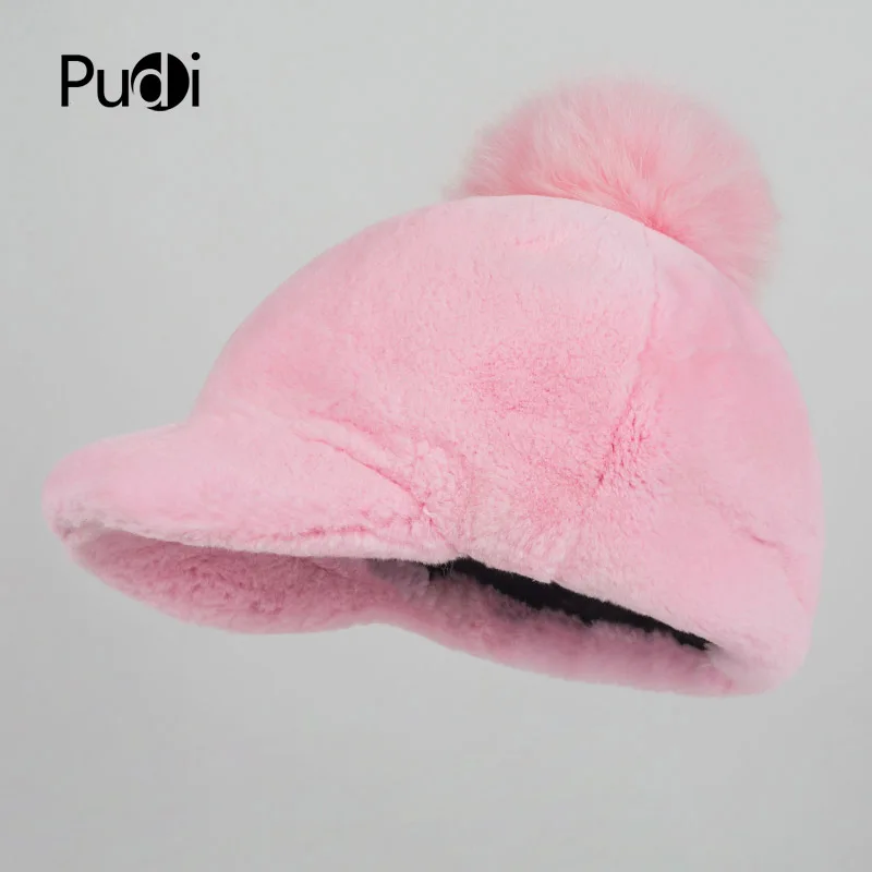 

Pudi HF7064 The new women's hats rabbit fur and fur coat and a simple fur ball are designed to keep you warm
