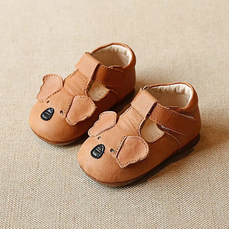 Обувь для новорожденных из натуральной кожи с рисунком коала; дышащая кожаная обувь для девочек; детские мокасины с твердой подошвой - Цвет: Шампанское