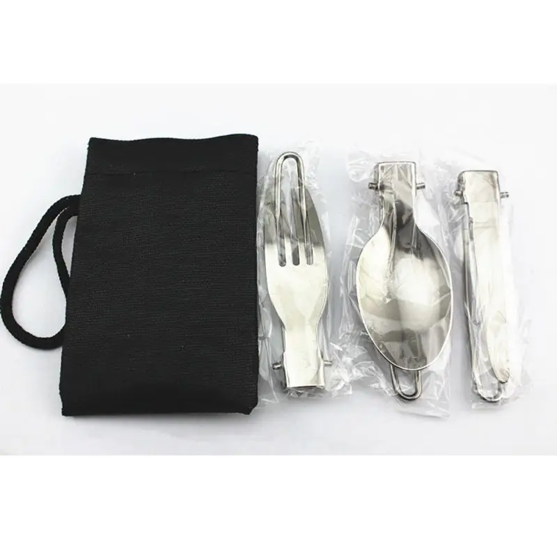 المحمولة التخييم نزهة المائدة المقاوم للصدأ شوكة وملعقة تبويب utensilios دي cocina
