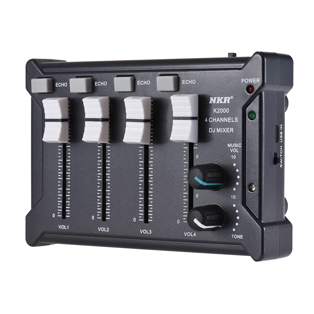 NKR Professional Mini Pocket 4 Channel mono Stereo Audio DJ Sound Mixer