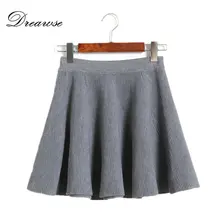 Dreawse Весенняя трикотажная юбка короткая женская однотонная Свободная юбка осень плиссированная шерстяная зонтик трапециевидная юбка с высокой талией MZ2192