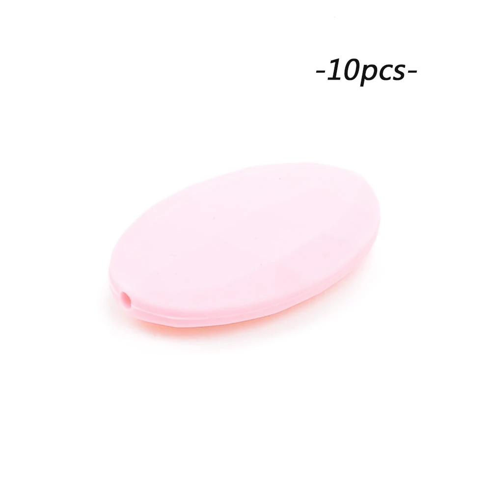 rose quartz LOFCA 10 шт./лот, силиконовые бусины, Плоские Овальные Детские Прорезыватели, без бисфенола, Детские Прорезыватели, игрушки для зубов, пищевые силиконовые жевательные ожерелья, аксессуары - Цвет: rose quartz