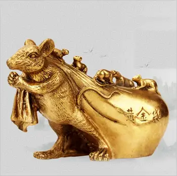 

HOT SELL --- 1014+++The copper money rat lucky Wang Yun children send money mouse generations money Feng Shui bronze ornaments