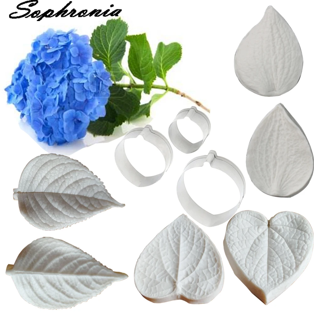 

Hydrangea Leaf Petal Veiner &Cutter Silicone Mold Fondant Mould Cake Decorating Tools Chocolate Gumpaste,Sugarcraft Mold CS260