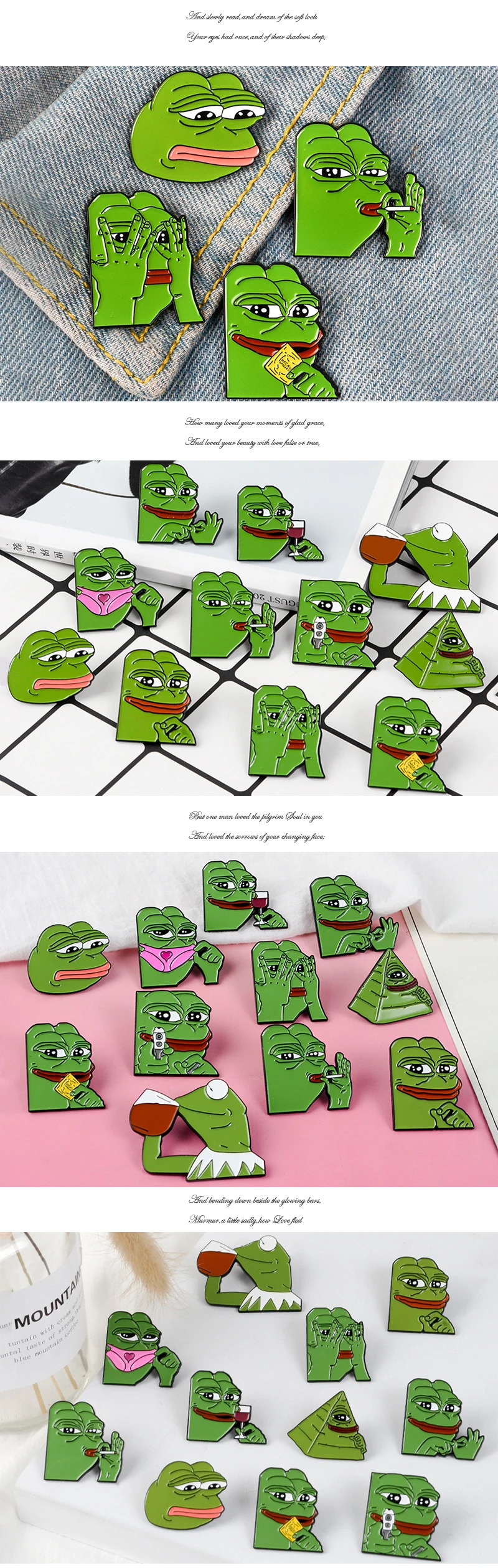 11 видов стилей эмалированные булавки Pepe the Frog Meme в виде пирамиды, забавные броши в виде животных, значки, ювелирные изделия, подарки для друзей