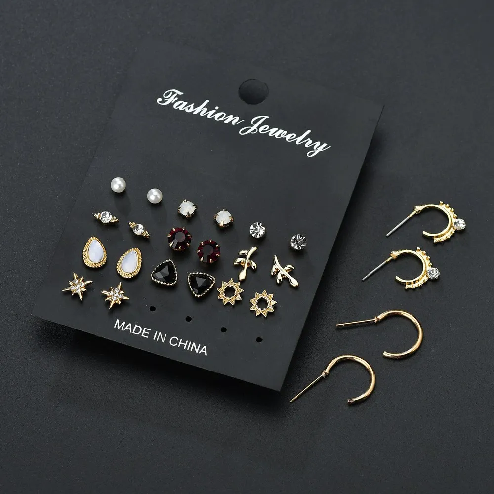 black earrings set
