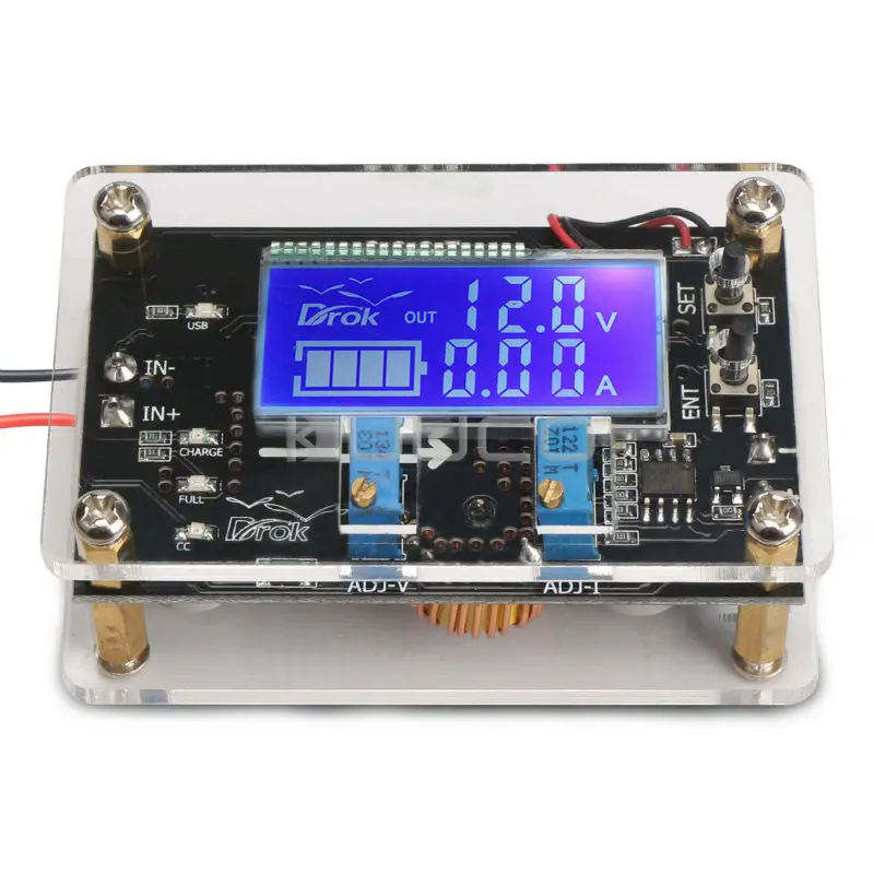 

75W Power Supply Module/USB Charger DC 6~32V to 1.25~32V 5A Buck Adjustable Voltage Regulator DC 12V 24V Adapter+Digital Meter
