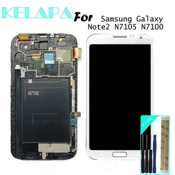 

Super AMOLED LCD For Samsung Galaxy Note2 N7105 N7100 LCD Display Touch Screen Digitizer Frame Assembly Tempered Glass
