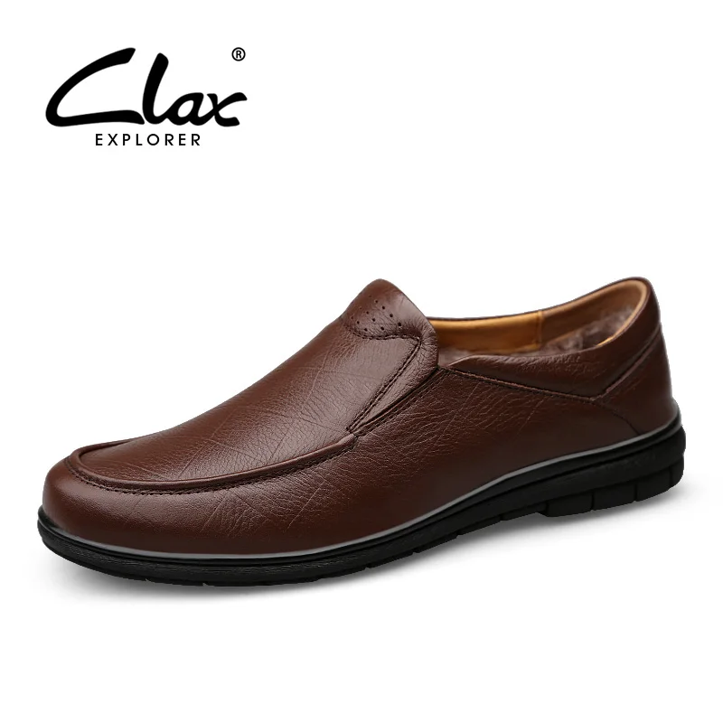 CLAX Мужская модельная обувь зимние туфли на официальное событие мех теплый кожа обувь мужской из натуральной кожи свадебные туфли без