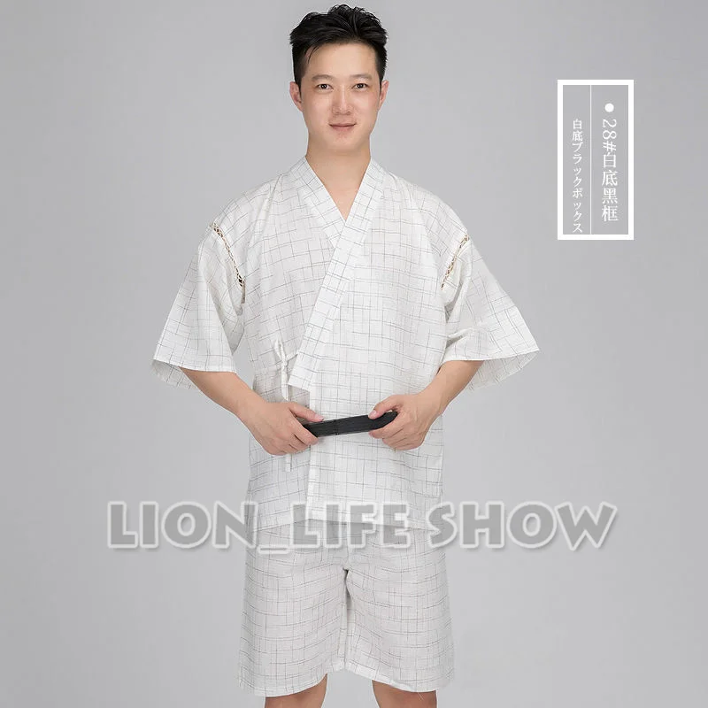 Японские летние мужские кимоно Jinbei с короткими рукавами, брюки, пижамы, пижамы, домашняя одежда