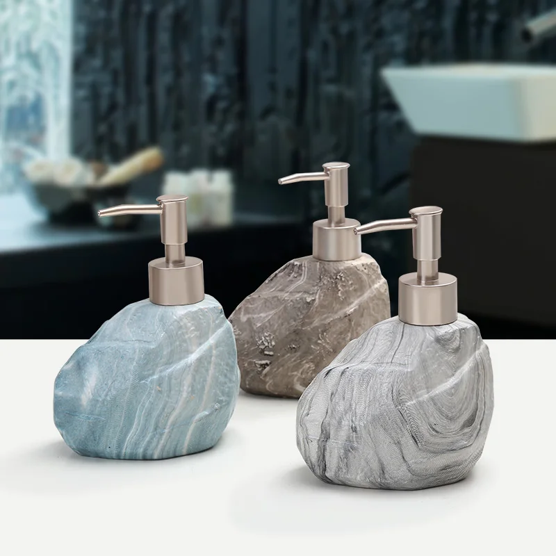 

400ml Creative Vintage Ceramic Marble Texture Hand Sanitizer Bottle Hotel Shampoo Shower Liquid Soap Liquid Lotion Empty Bottle