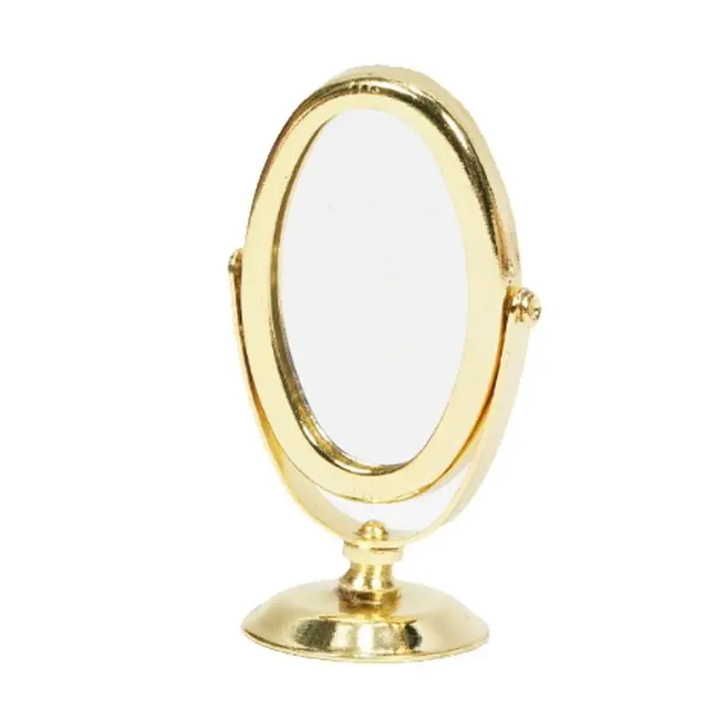 

1PC Mini Circular Makeup Mirrors Bedroom Table Make Up Accessories Women/Girls Metal and Glass Round Shape Stand Cosmetic Mirror