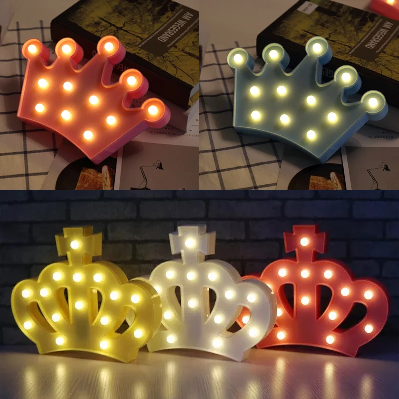 Novelty-LED-Night-Light-Crown-Shape-LED-Marquee-Sign-Letter-Bedroom-Lamp-Indoor-Room-Christmas-Decoration