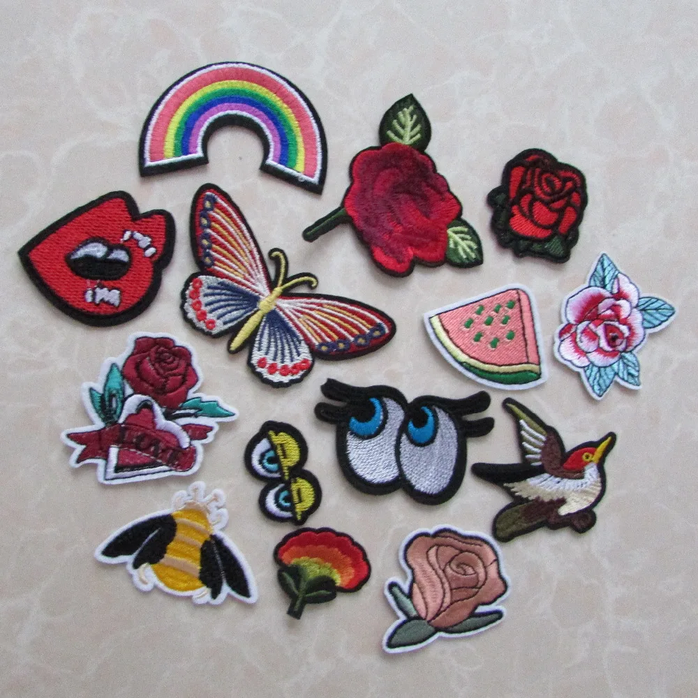 

mix brand new iron on hot melt adhesive applique embroidery patches stripes DIY clothing accessory patch C5258-C5273